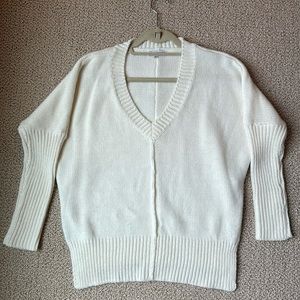Toby Heart Ginger - Ivory V-Neck Sweater with Slit Sides